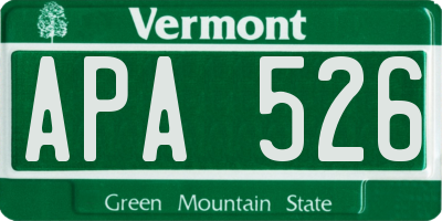 VT license plate APA526