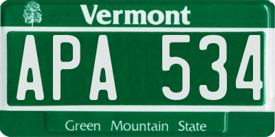VT license plate APA534