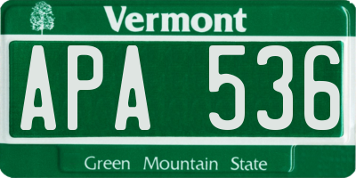 VT license plate APA536