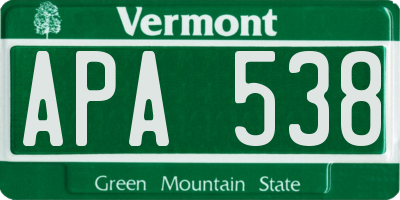 VT license plate APA538
