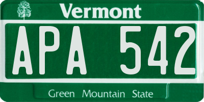VT license plate APA542