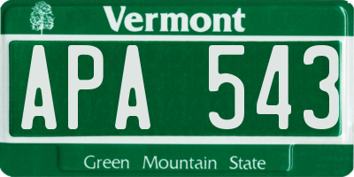 VT license plate APA543