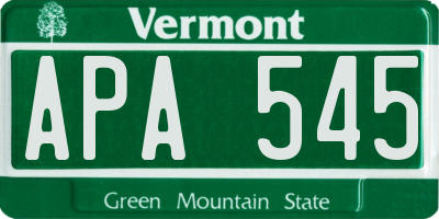 VT license plate APA545