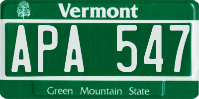 VT license plate APA547