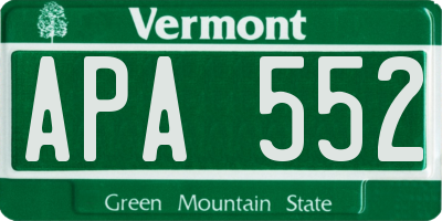 VT license plate APA552