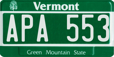VT license plate APA553