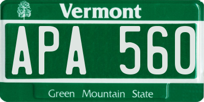 VT license plate APA560