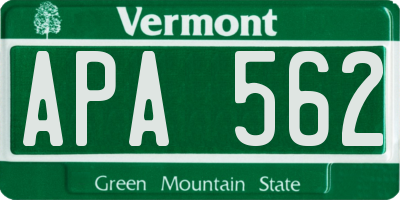 VT license plate APA562