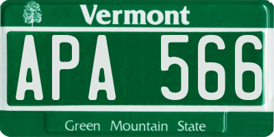 VT license plate APA566