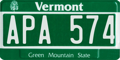 VT license plate APA574