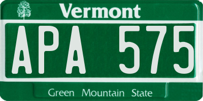 VT license plate APA575