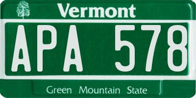 VT license plate APA578