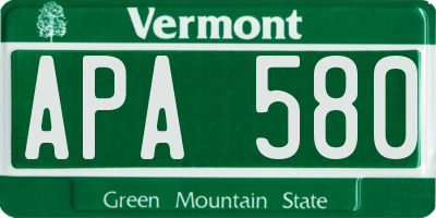 VT license plate APA580