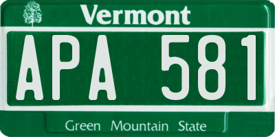 VT license plate APA581