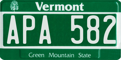 VT license plate APA582