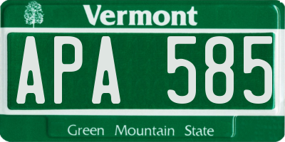VT license plate APA585