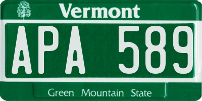 VT license plate APA589