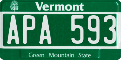VT license plate APA593
