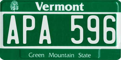 VT license plate APA596