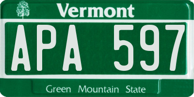 VT license plate APA597