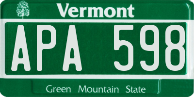 VT license plate APA598
