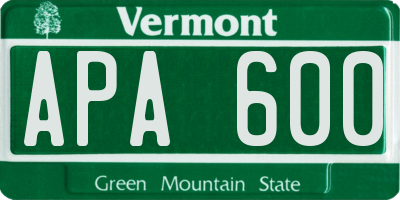 VT license plate APA600