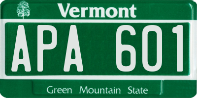 VT license plate APA601
