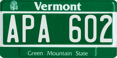 VT license plate APA602