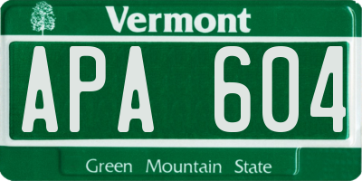 VT license plate APA604