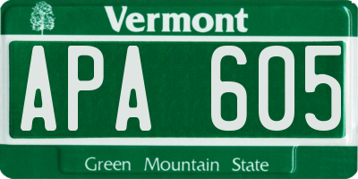 VT license plate APA605