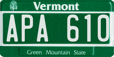 VT license plate APA610