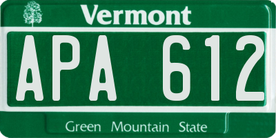 VT license plate APA612