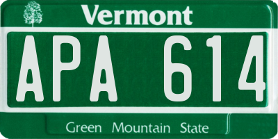 VT license plate APA614