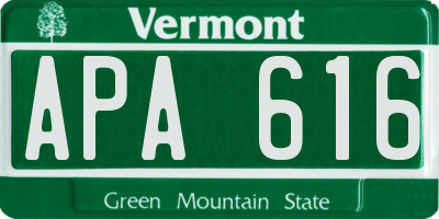 VT license plate APA616