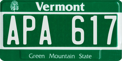VT license plate APA617