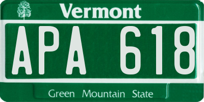 VT license plate APA618