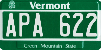 VT license plate APA622