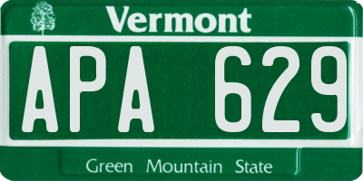 VT license plate APA629