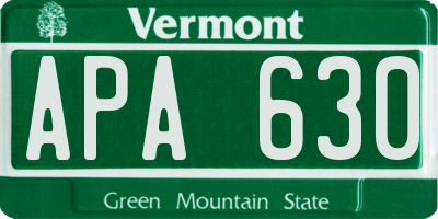 VT license plate APA630