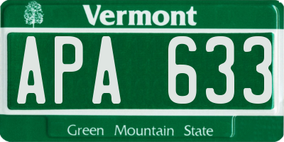 VT license plate APA633