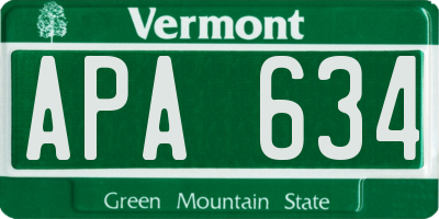 VT license plate APA634