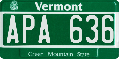 VT license plate APA636