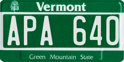 VT license plate APA640