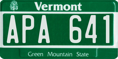 VT license plate APA641