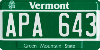 VT license plate APA643