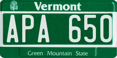 VT license plate APA650