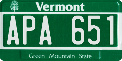 VT license plate APA651