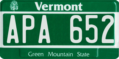 VT license plate APA652