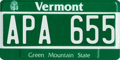 VT license plate APA655