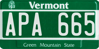 VT license plate APA665